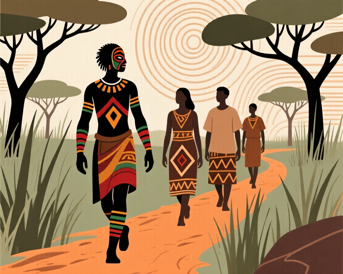 A guide leading visitors along a trail through the bush.
