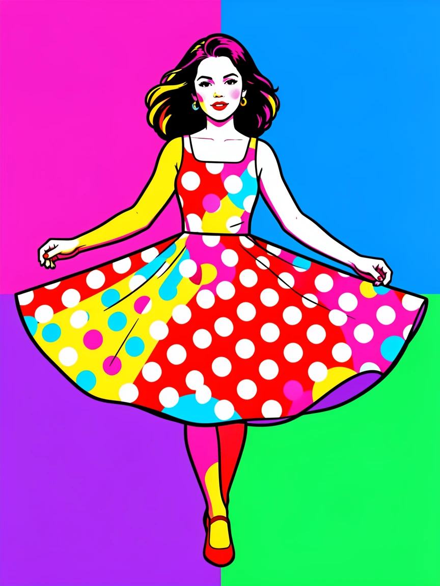 Girl twirling in a polka dot summer dress