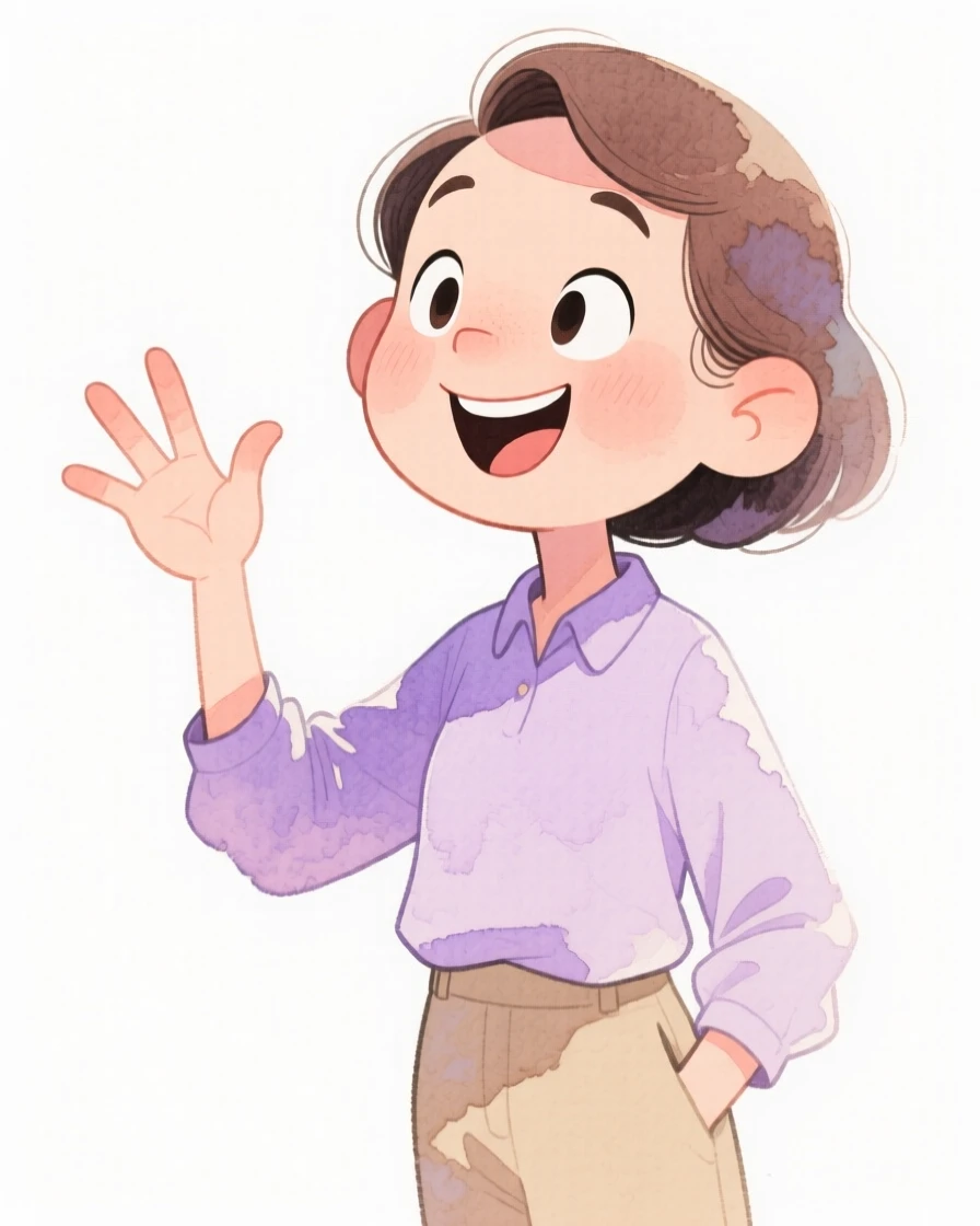 A teacher explaining their craft with an animated gesture