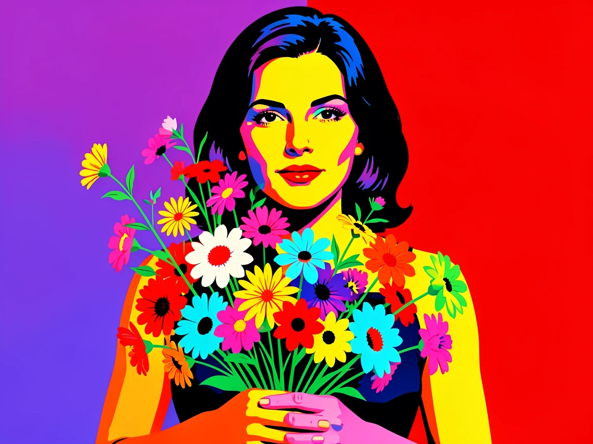Woman holding a bouquet of wildflowers