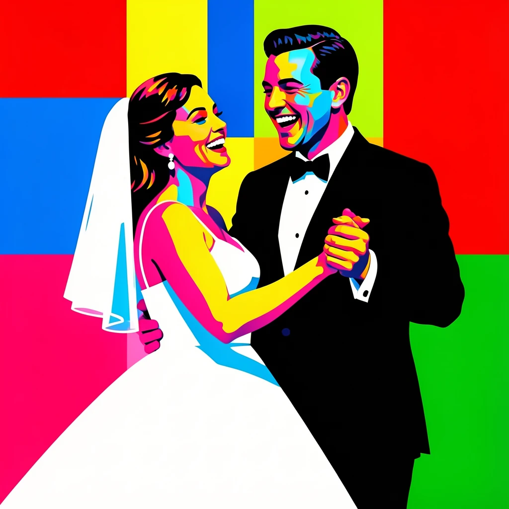 Bride and groom sharing a joyful dance