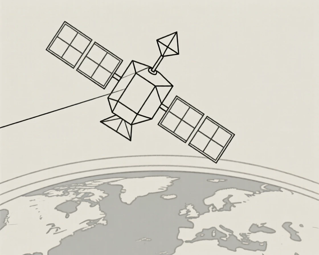 A satellite orbiting silently above the atmosphere