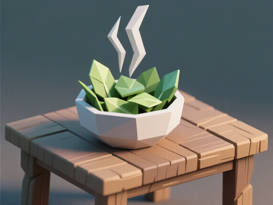 A bowl of vibrant fresh salad greens, on a rustic wooden table. steam rises gently, adding a sense of freshness. It captures a simple, joyful moment.