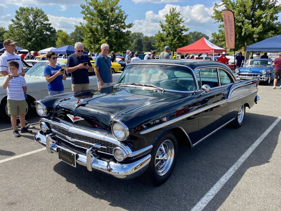 A restored classic car at a vintage car show