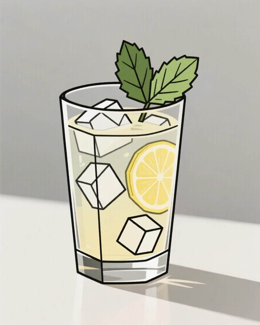 A glass of iced lemonade with a mint garnish