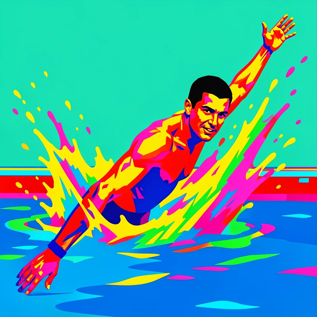 Man diving into a swimming pool mid-splash