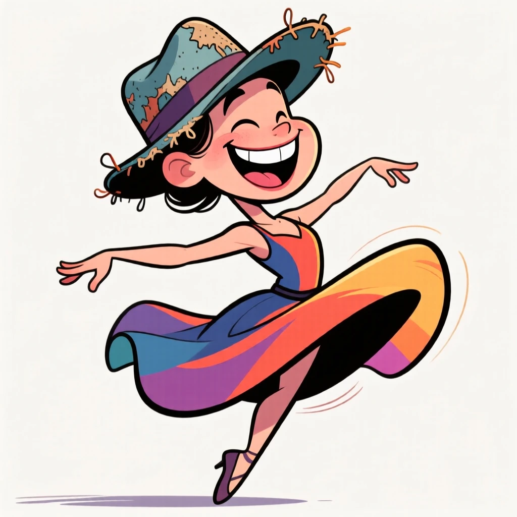 A charming portrait of a graceful dancer, flashing a gap-toothed grin, wearing their favorite well-worn hat.