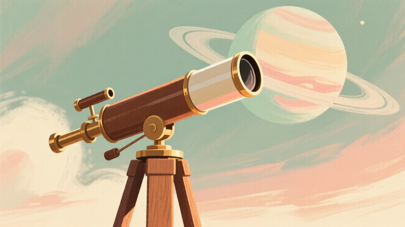 A telescope revealing the rings of a distant planet in fine detail