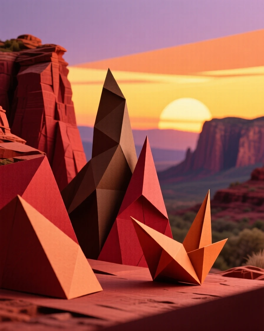 The dramatic red rock formations of Sedona glowing at sunset.