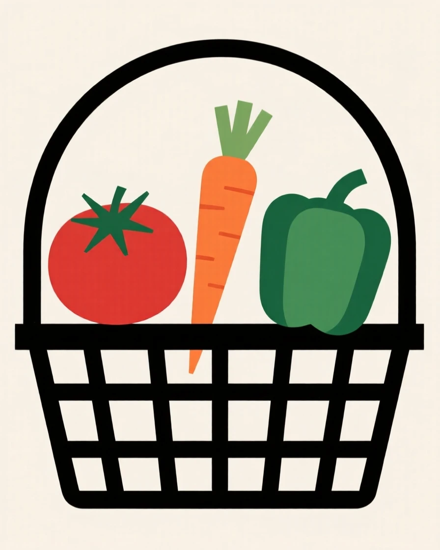 A basket of fresh vegetables from a garden