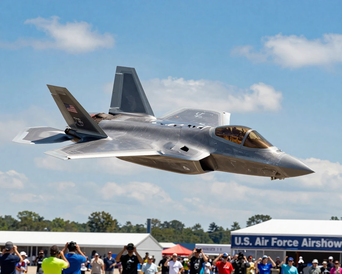 A fighter jet performing an aerial maneuver at an airshow