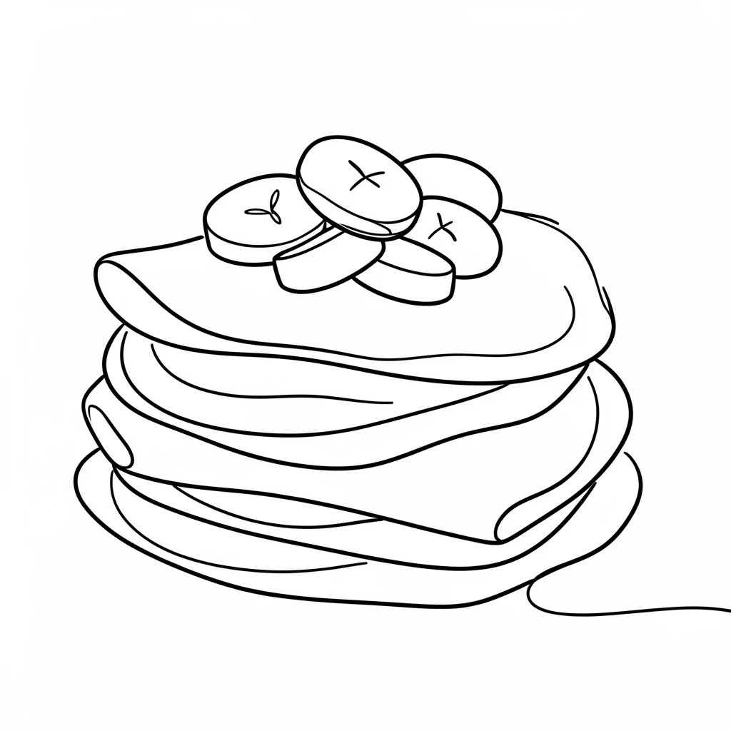 A stack of French crepes folded and topped with sliced bananas
