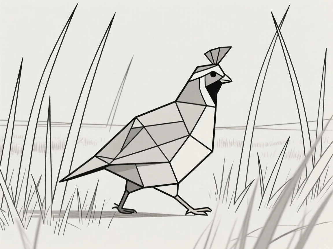 A quail walking through tall meadow grass