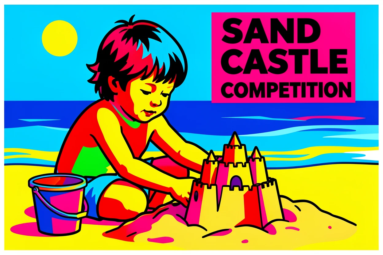 Child building a sandcastle at the beach