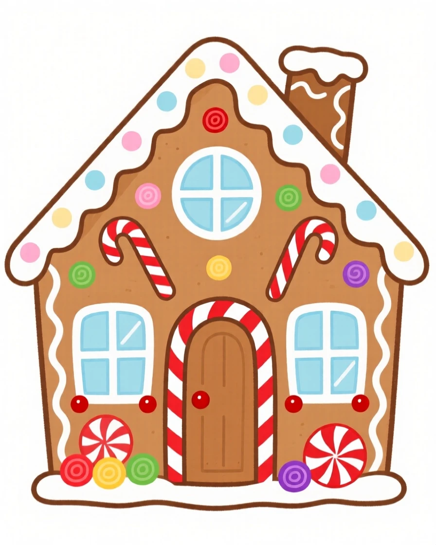 A gingerbread house decorated with icing and candy.