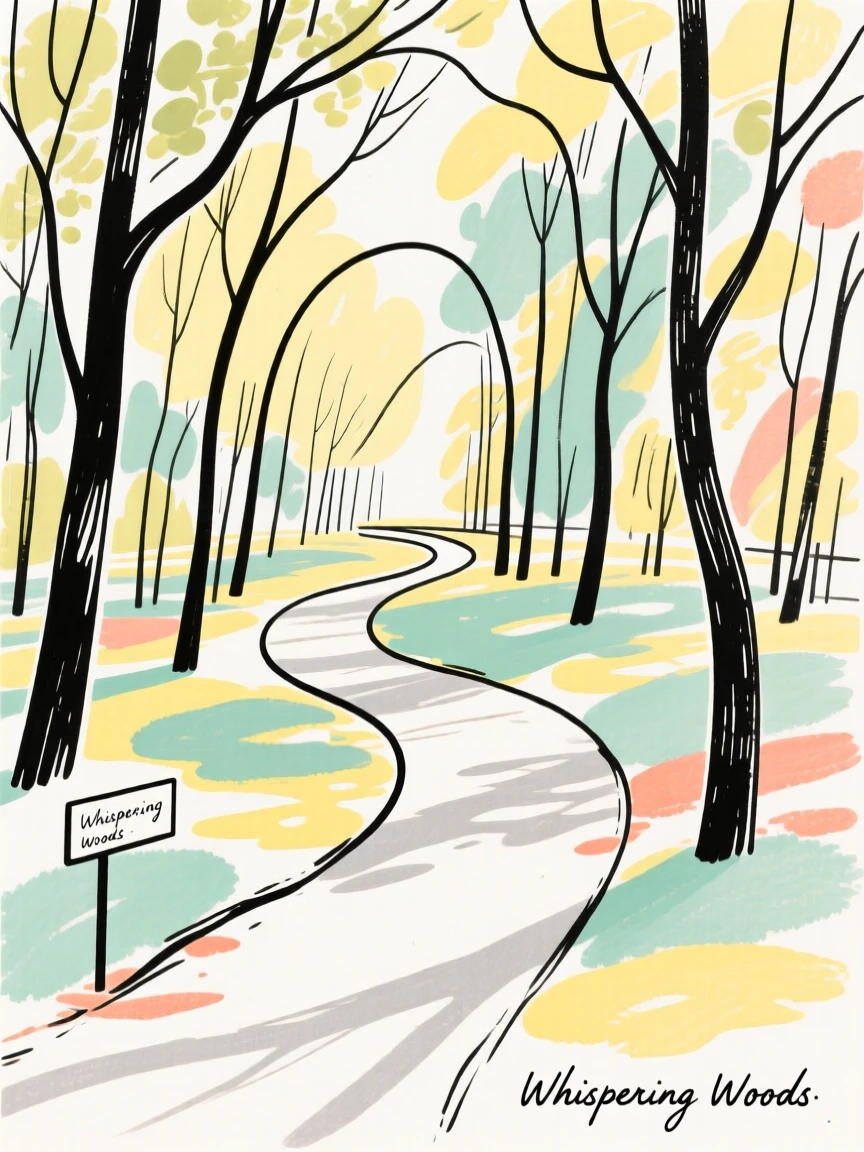 A forest path dappled with sunlight