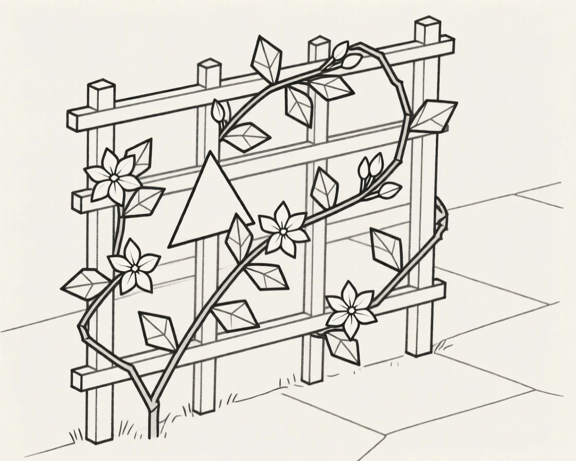 A jasmine vine climbing a garden trellis