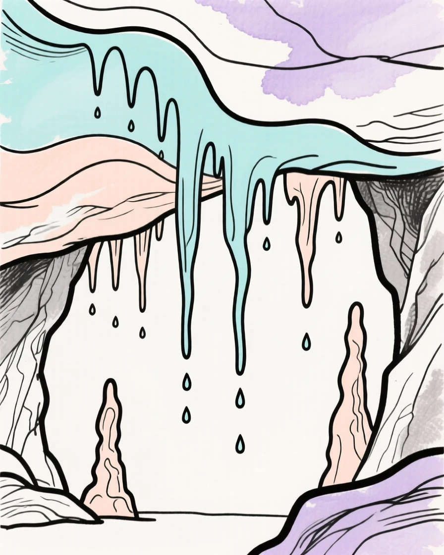 A cave with dripping stalactites