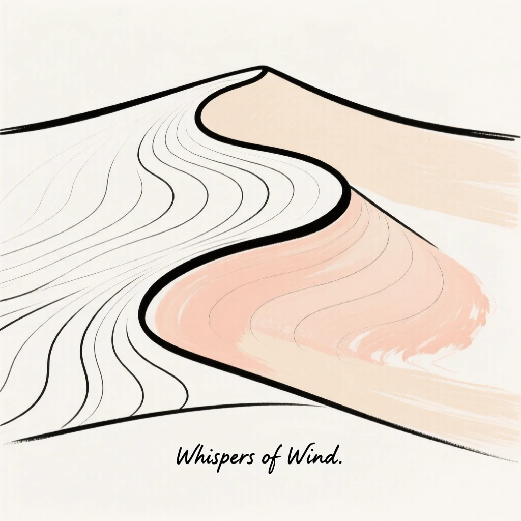 A sand dune rippled by wind