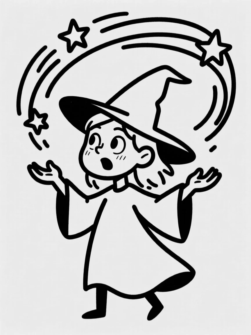 A young sorceress summoning a swirl of stars and light above her open palms.