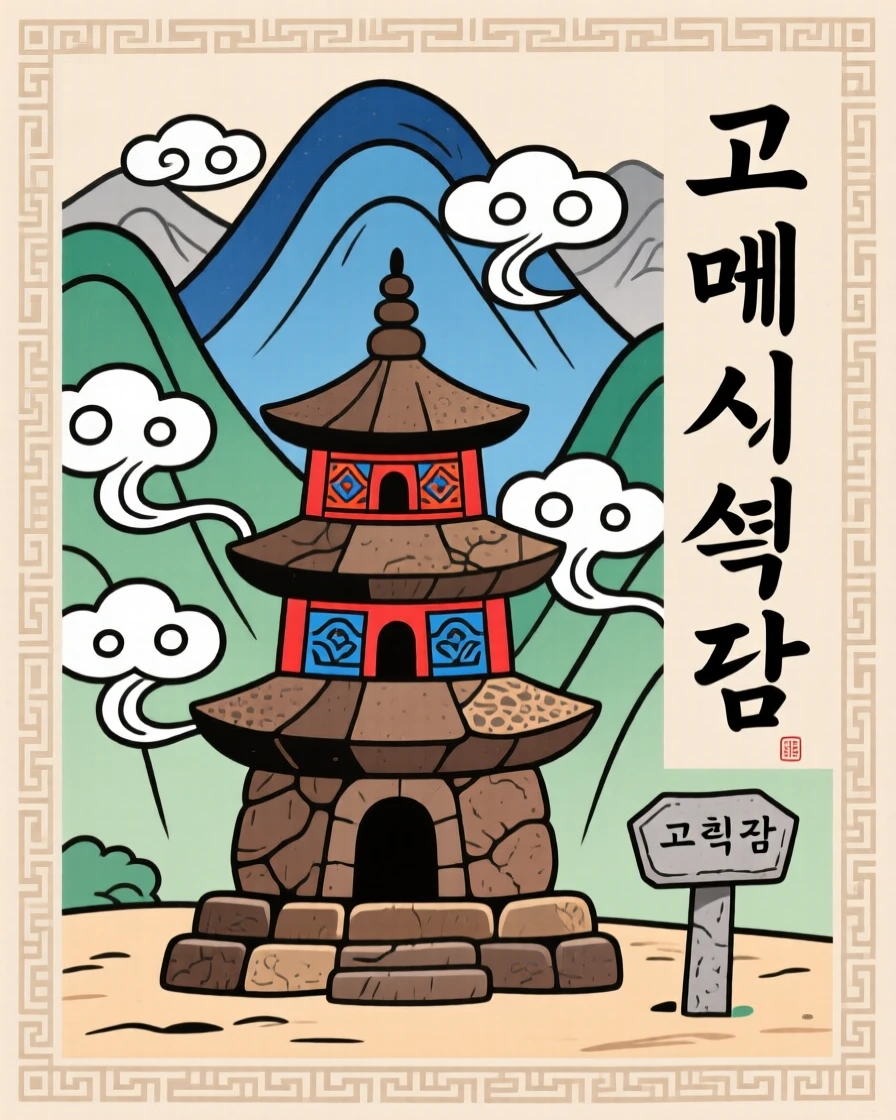 An ancient stone pagoda nestled among distant mountains.