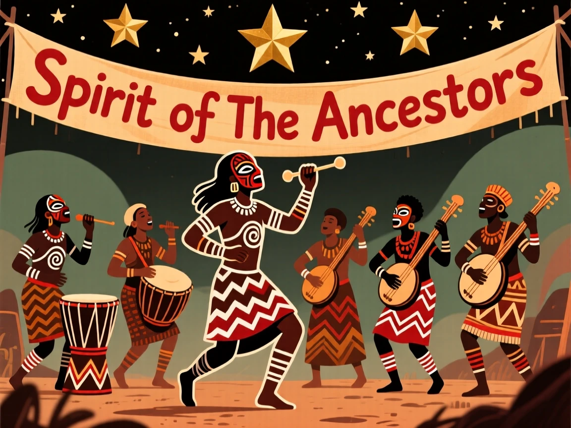 A traveling group of performers performing beneath a canopy of stars.