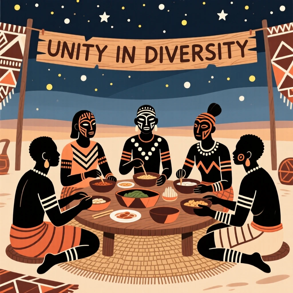A newly formed community council sharing a meal beneath the stars.