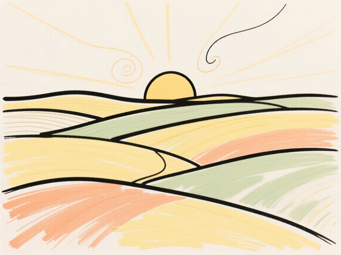 A sunrise over rolling farmland