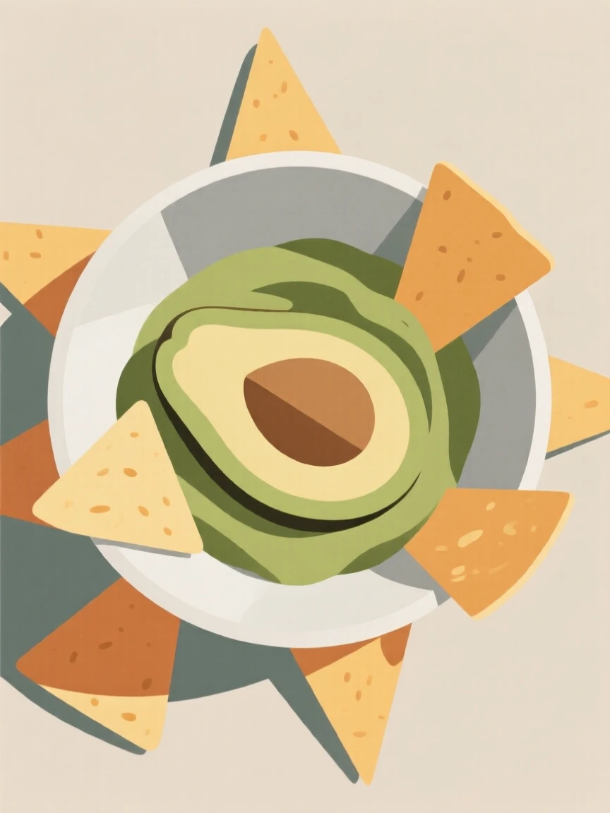 A bowl of fresh guacamole with tortilla chips