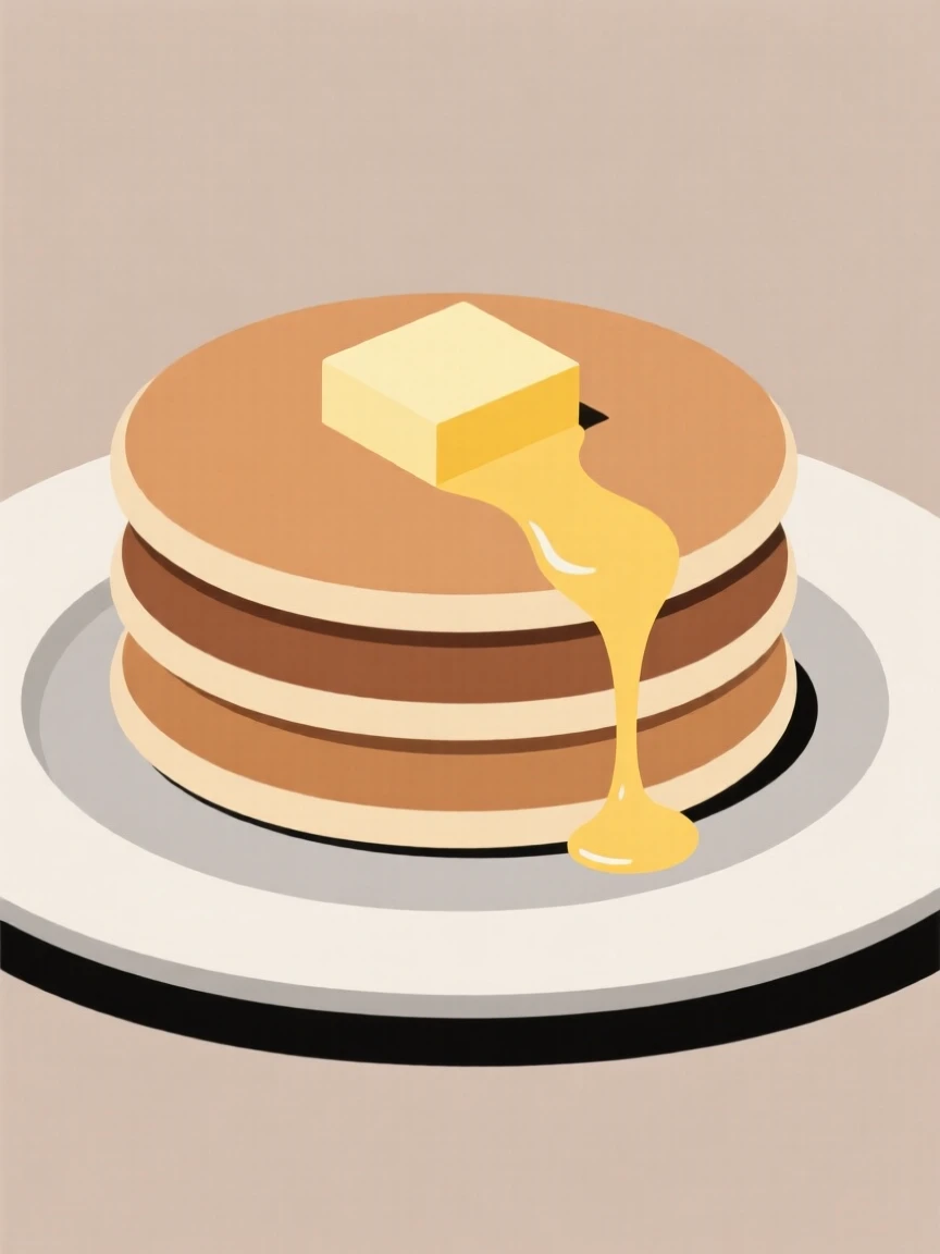A plate of pancakes stacked with butter melting