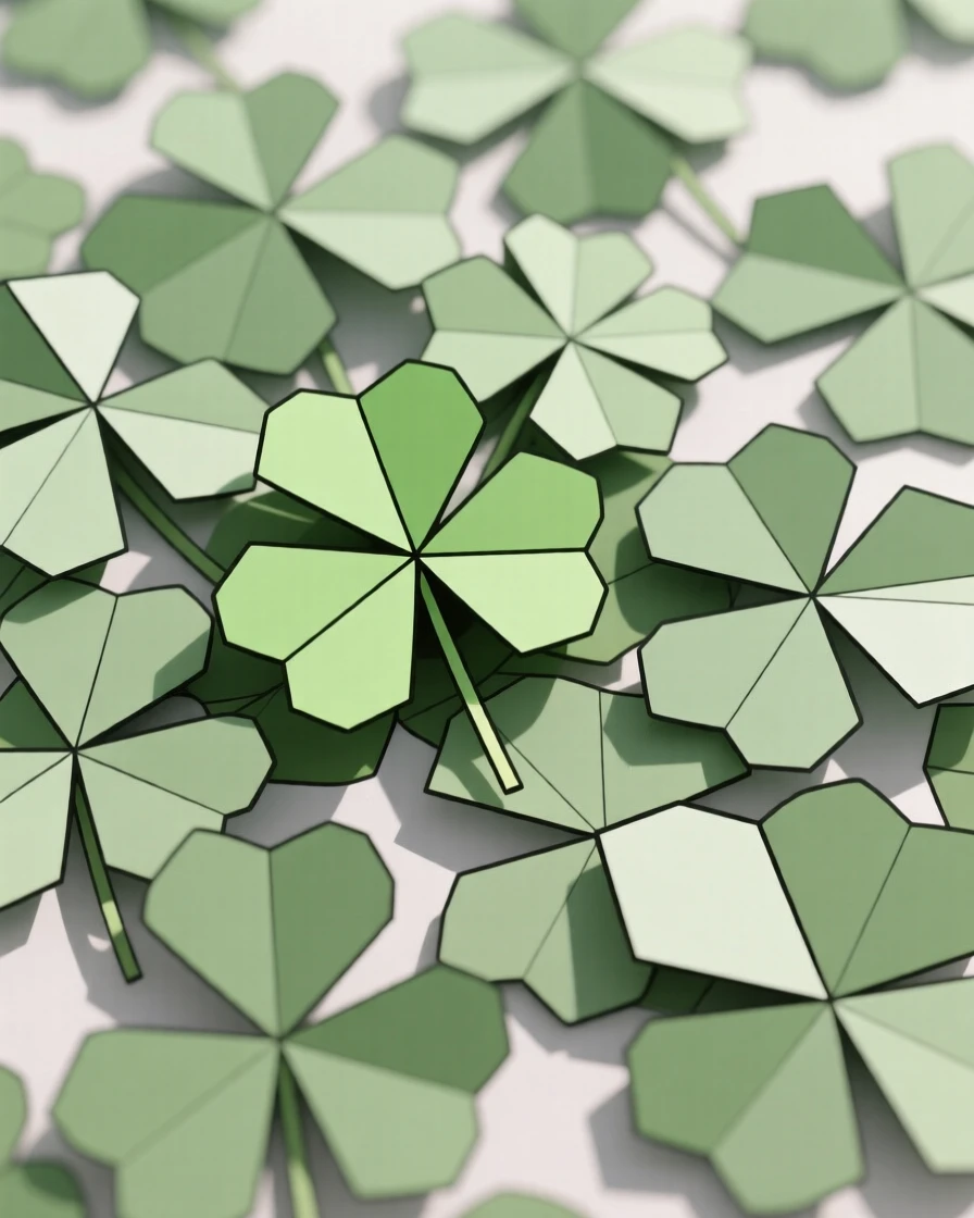 A carpet of clover with a rare four-leaf clover