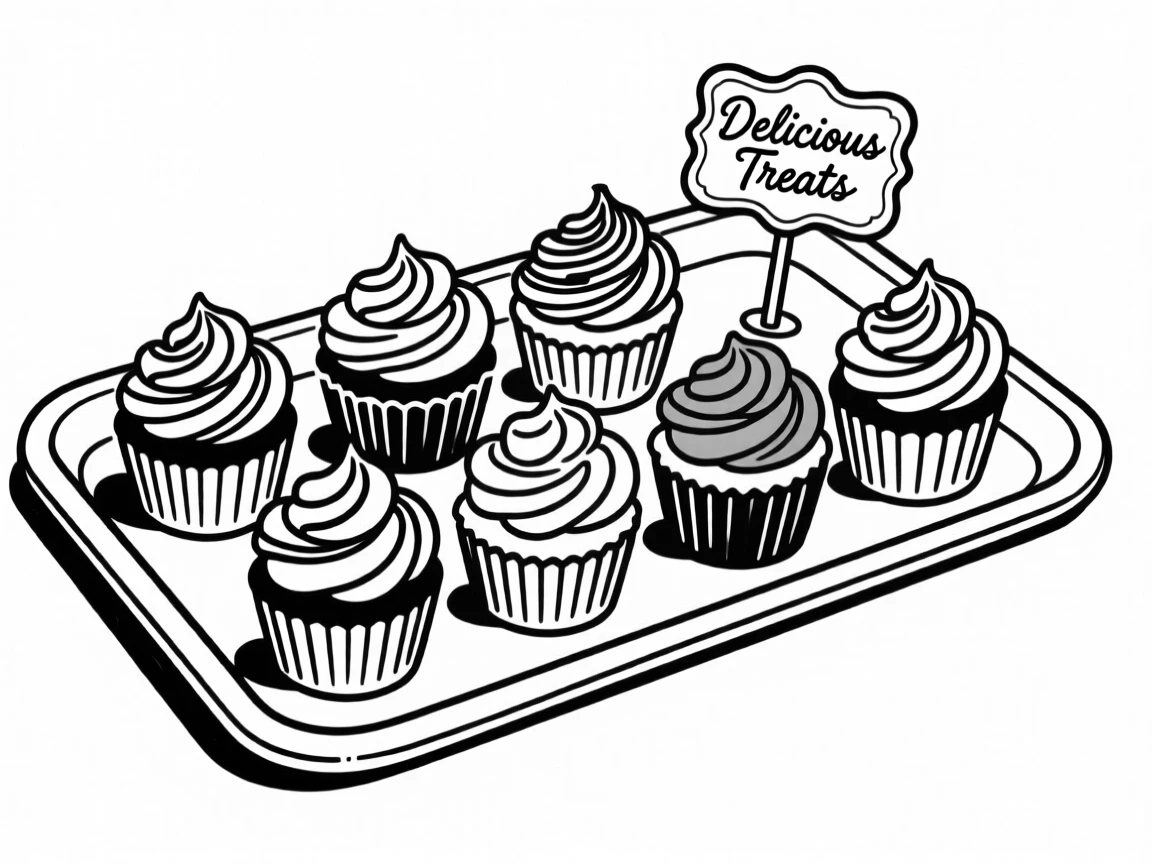 A tray of colorful cupcakes with swirled buttercream frosting.