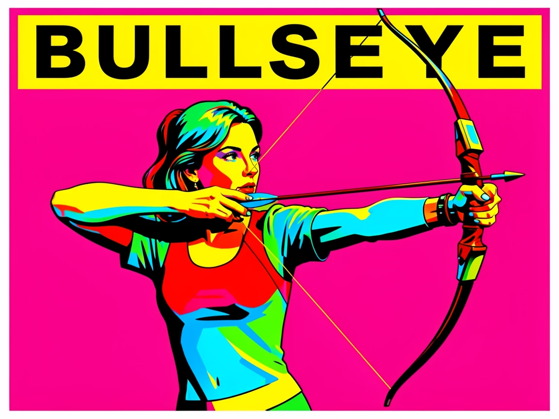 Woman practicing archery outdoors