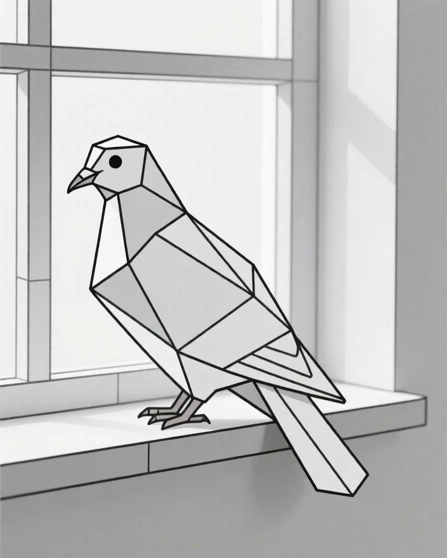 A dove perched on a windowsill