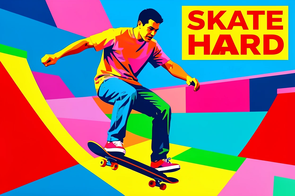 Man skateboarding down a ramp mid-trick