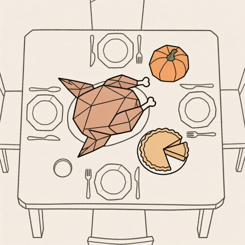 A Thanksgiving table set with a roasted turkey centerpiece