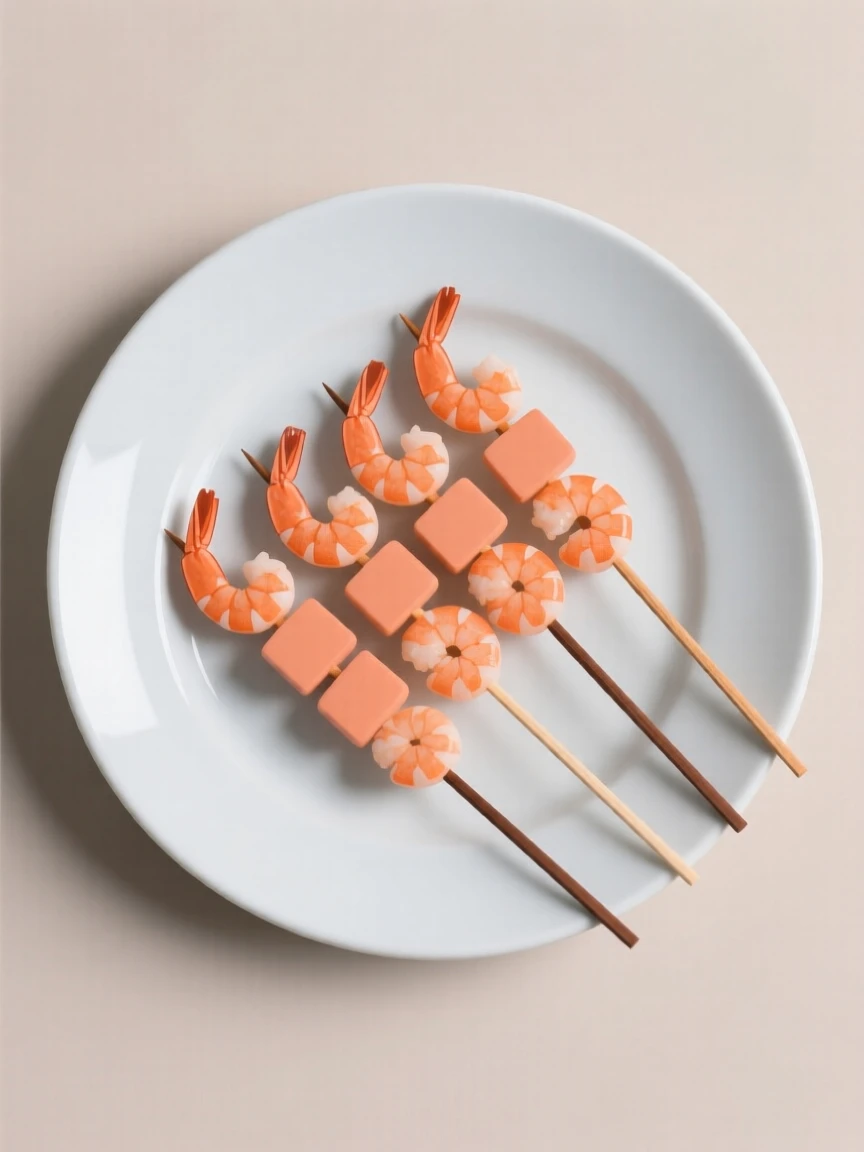 A plate of grilled shrimp skewers