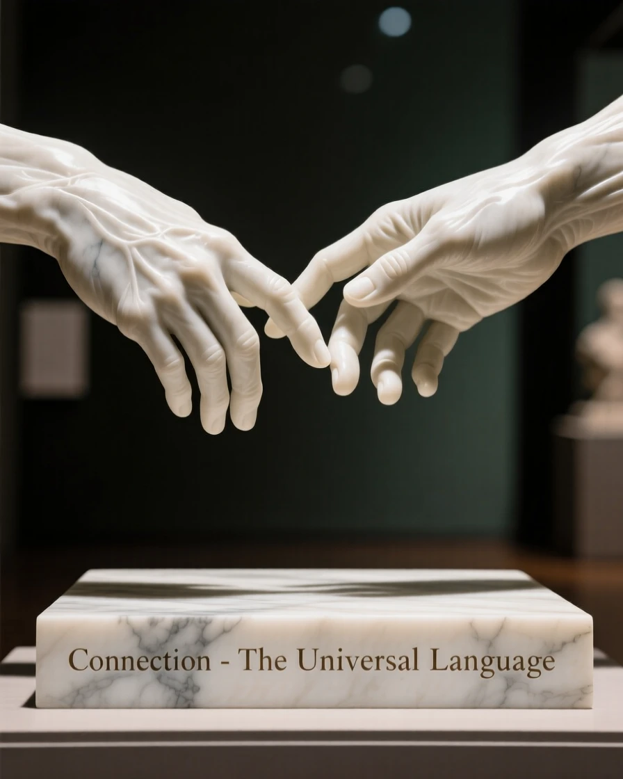 An emotionally powerful scene of two hands reaching toward each other, filled with warmth, tenderness, and connection