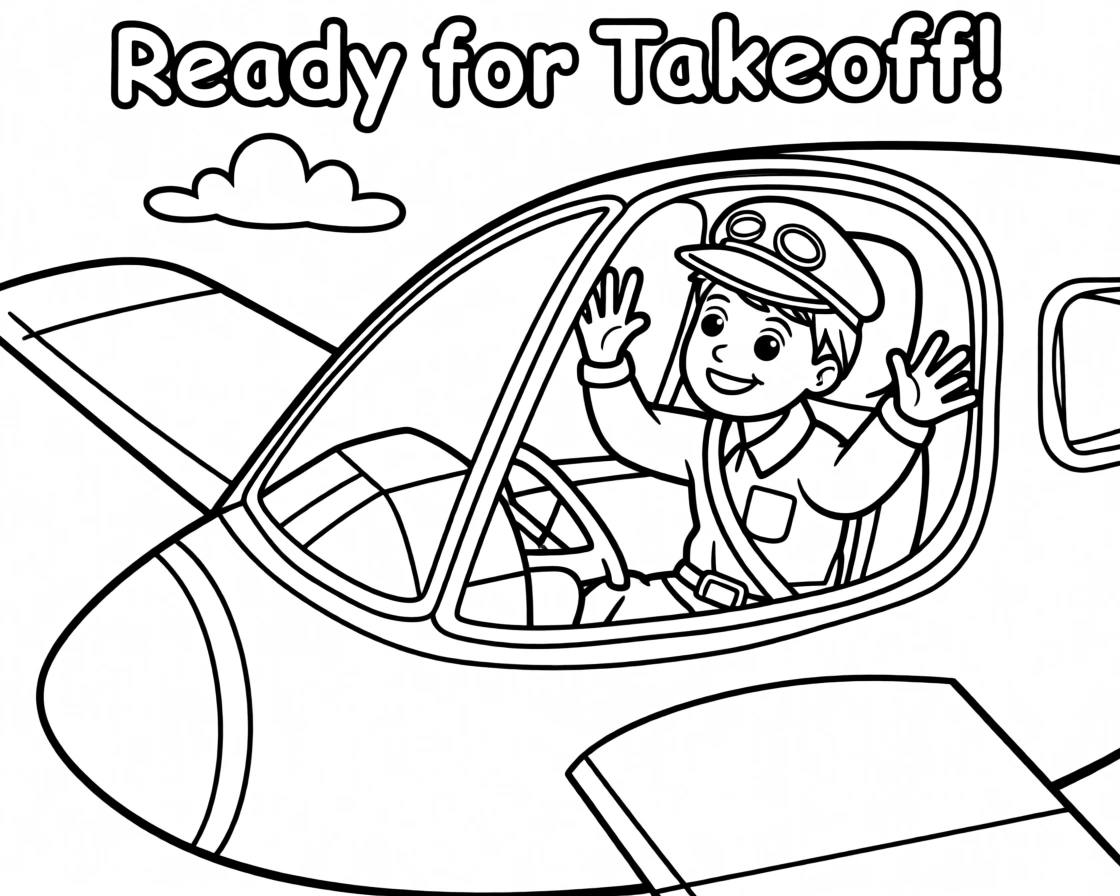 A pilot waving from the cockpit of an airplane before takeoff