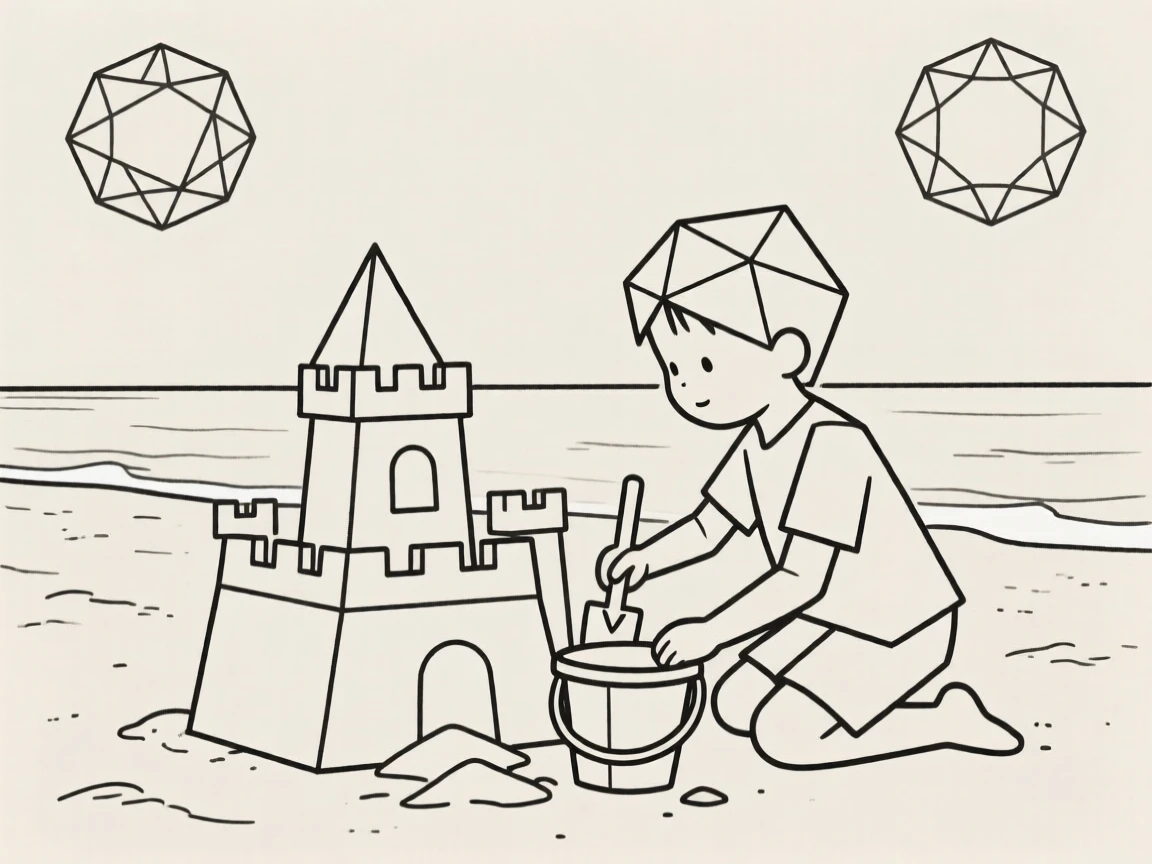A child building a sandcastle on the beach