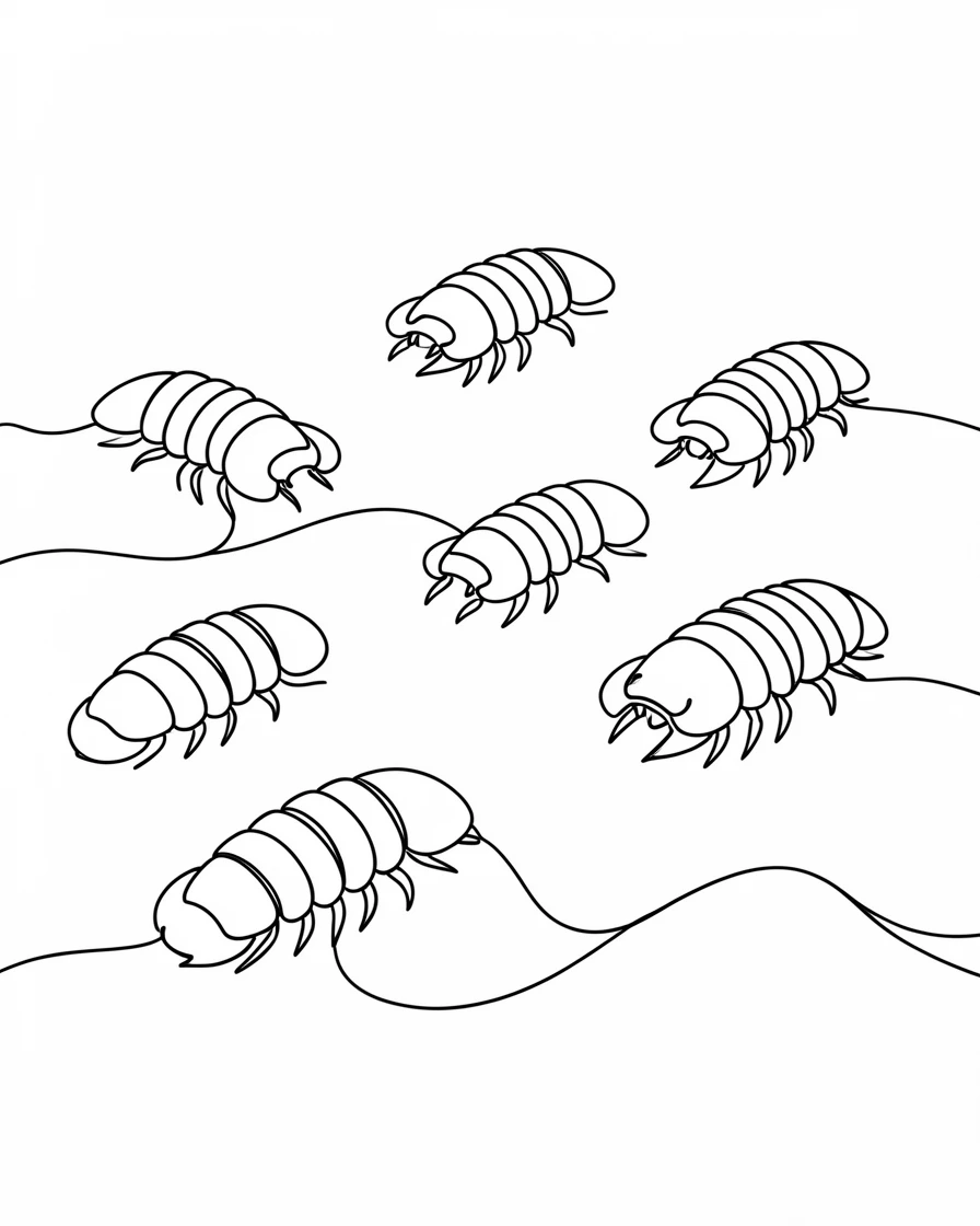A group of early trilobites scattered across an ancient seafloor