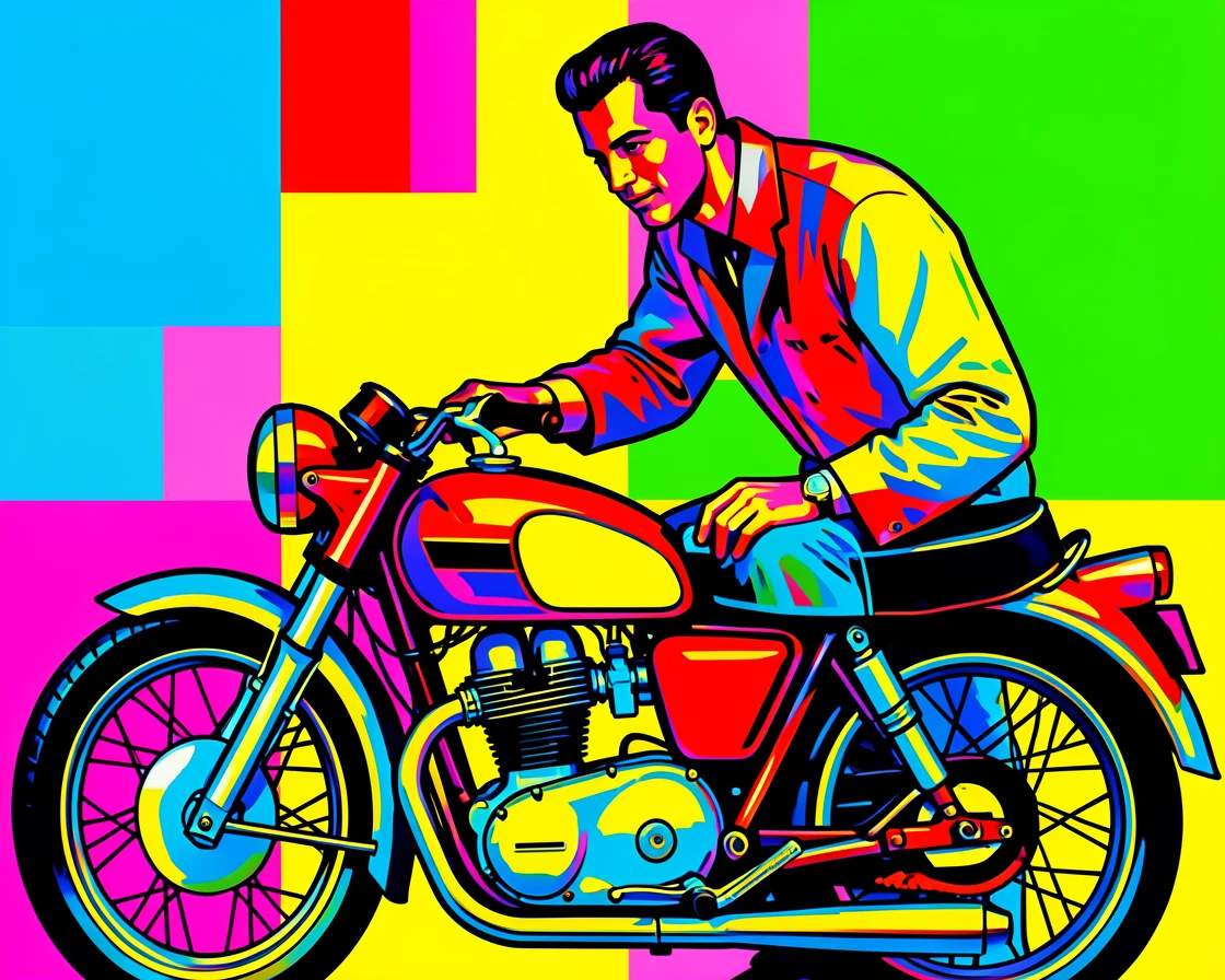 Man polishing a vintage motorcycle