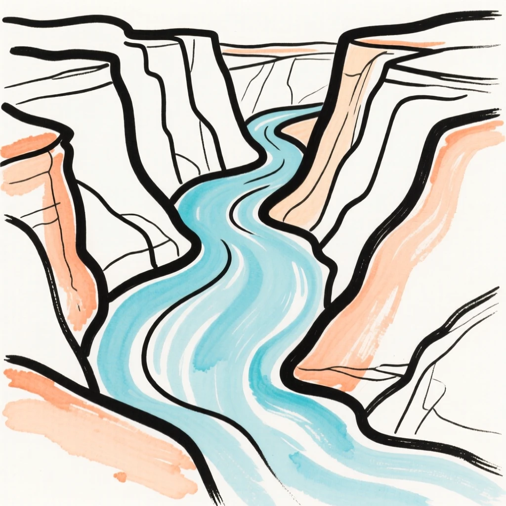 A canyon river carving through rock