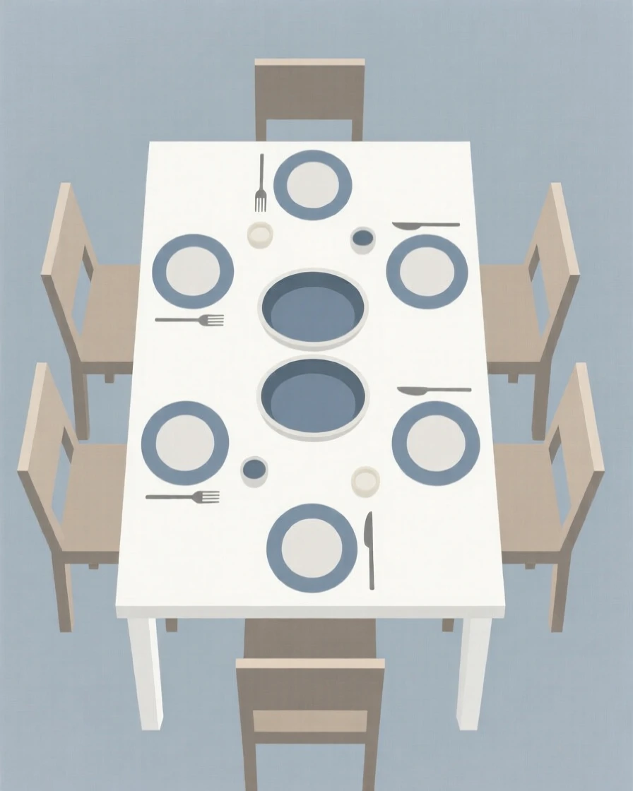 A dining table set for a family gathering