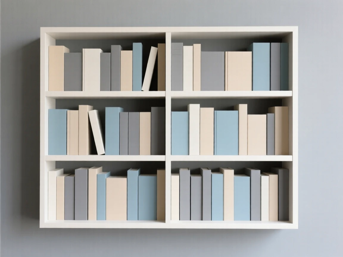 A bookshelf filled with neatly arranged books