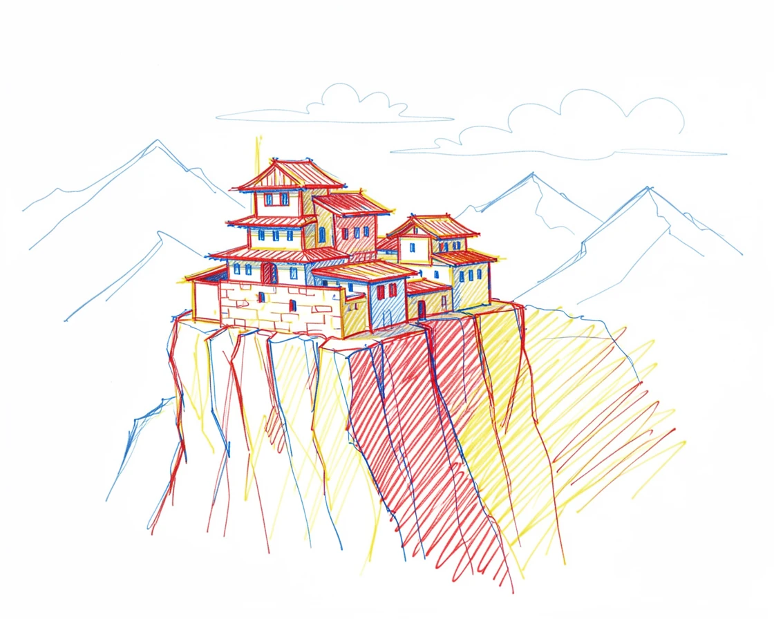 A hidden mountain monastery clinging to a sheer cliff face