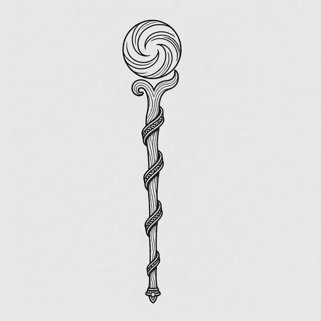A sorcerer's staff topped with a swirling orb of energy