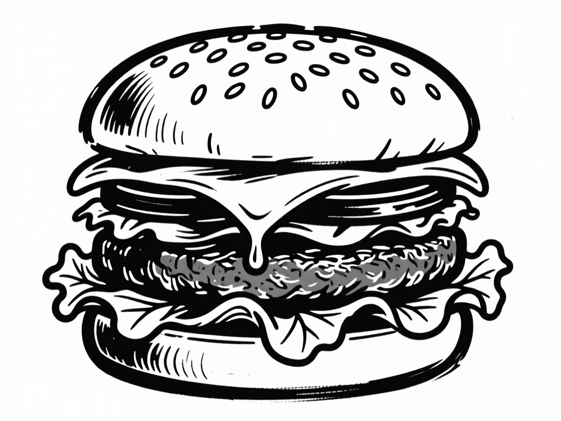 A stack of stacked burger layers with melting cheese and fresh lettuce.