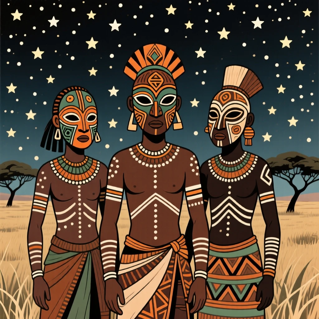 A clear night sky filled with countless stars over the savanna.