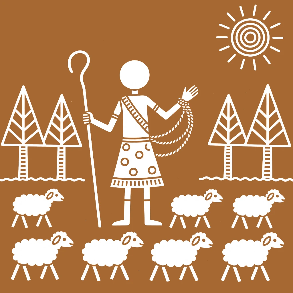 A shepherd demonstrating a skill passed down for generations.